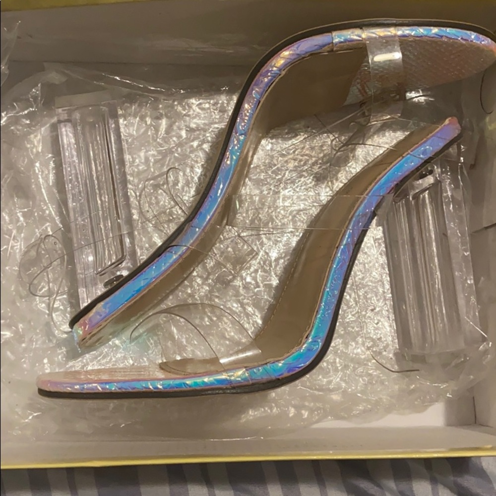 Clear open toe heels